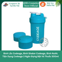 Bình Lắc Codeage, Bình Shaker Codeage, Bình Nước Tiện Dụng Codeage 3 Ngăn Đựng Bột Và Thuốc 500ml