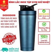 bình lắc gym shaker, bình nước thể thao inox giữ nhiệt  Tặng quả lắc - Xanh Ngọc