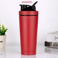 Bình Lắc Inox Tập Gym Shaker Cao Cấp Chính Hãng miDoctor 800ml  Chọn Màu Tặng Kèm Bóng Lò Xo Đánh Bột - Đỏ Mận
