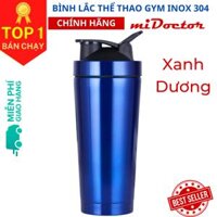 Bình Lắc Shaker Inox Gym Có Giữ Nhiệt Chính Hãng - Blue Xanh Ánh Dương