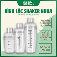 Bình lắc shaker nhựa chia vạch đen chuyên dùng trong pha chế đã bao gồm nắp 320ml/460ml/600ml Mixmore