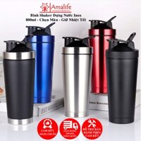 Bình Lắc Tập Gym Shaker Inox 800ml – Chọn Màu – Bình Lắc Tập Gym Chính Hãng Amalife – Kèm Bóng Lò Xo Inox Cao Cấp