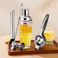 Bình lắc thủy tinh inox dụng cụ pha chế đồ uống bằng tay