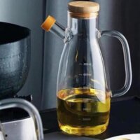 Bình, lọ borosilicate thuỷ tinh có nắp ghỗ , nút silicon đựng dầu ăn , dấm ,nước mắm có chia vạch đong