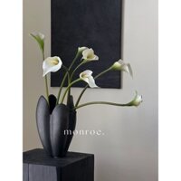 Bình/ Lọ cắm hoa gốm sứ đen cao cấp Decor trang trí nhà cửa cắm hoa RUM giả