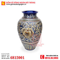Bình lọ cắm hoa loa kèn khắc hoa phù dung