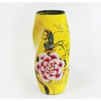 Bình lọ hoa sơn mài dáng Bom xoắn vẽ hoa Phù Dung