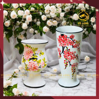Bình ly cắm hoa hoa văn đẹp mắt gốm sứ Bát Tràng cao cấp, lọ cắm hoa trang trí nhà cửa giá rẻ