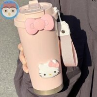 Bình Mới Hoạt Hình Dễ Thương Hello Kitty Cốc Rơm Cốc Nước Thép Không Gỉ Giữ Nhiệt Cốc Bé Gái Di Động Giá Trị Cao Cốc EN