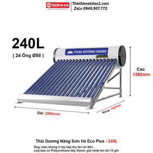 Bình nóng lạnh thái dương năng eco plus 24F58 - 240L