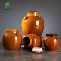 Bình ngâm gốm ORNOOU, Nắp gốm / Mason Dung tích lớn Nồi ngâm Kimchi, Bình chứa ngũ cốc mật ong Dễ dàng làm sạch bề mặt mịn màng Bít kín Làm hộp đựng Bắp cải