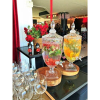 Bình ngâm rót rươu, đựng nước thuỷ tinh 5 Lít loại dày, hoa văn nổi cao cấp, sang trọng, có vòi tiện dụng