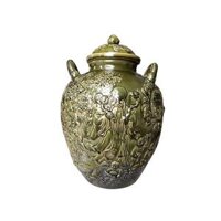 Bình Ngâm Rượu Phúc Lộc Thọ Đắp Nổi Men Xanh – 60 lít