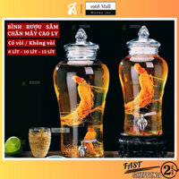 Bình Ngâm Ruou Sâm Hàn Quốc Thủy Tinh Chân Mây Có Vòi Van 6l 10l 15l (5 Lít 6 Lít 8 Lít 10 Lít 12 Lít 15 Lít) Nhập Khẩu