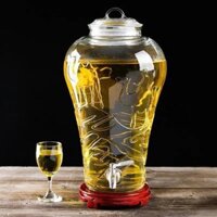 BÌNH NGÂM RƯỢU SÂM HỌA TIẾT LẠC ĐÀ 10 LÍT - BÌNH THỦY TINH CAO CẤP (KHÔNG ĐẾ)