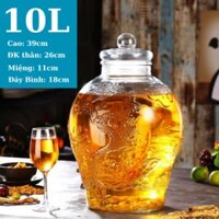 Bình ngâm rượu thuỷ tinh 10 lít Chum Rồng Có van & không van