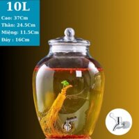 Bình Ngâm Rượu Thủy Tinh 10 lít chum trơn có van & không van