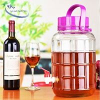 BÌNH NGÂM RƯỢU THỦY TINH 10 LÍT, 12 LÍt QUAI XÁCH CÓ VÒI VÀ KHÔNG VÒI