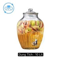 Bình Ngâm Thủy Tinh 10 Lít Có Van Dáng Chum Hoạ Tiết Trái Bí 217 10LV