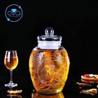 Bình Ngâm Thủy Tinh 10 Lít Dáng Chum Hoạ Tiết Rồng Phụng CR10L