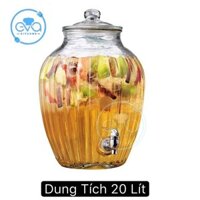 Bình Ngâm Thủy Tinh 20 Lít Có Van Dáng Chum Hoạ Tiết Trái Bí 217 20LV