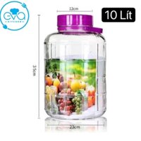 Bình Ngâm Thủy Tinh Quai Xách Nắp Tím 10 Lít – QX10L