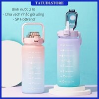 Bình nhựa đựng nước 2 lít chia vạch nhắc giờ có vòi siêu thông minh dùng cho người lười uống nước (sản phẩm hottrend)