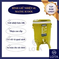 BÌNH NHỰA GIỮ NHIỆT NƯỚC ĐÁ MATSU ICOOL 6L, bình lớn đựng nước uống, water container, mang theo du lịch dã ngoại picnic