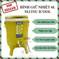 BÌNH NHỰA GIỮ NHIỆT NƯỚC ĐÁ MATSU ICOOL 6L, bình lớn đựng nước uống, mang theo du lịch