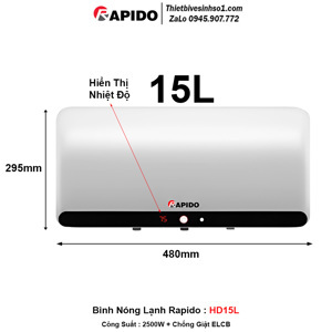 Bình nóng lạnh Rapido HD 15L