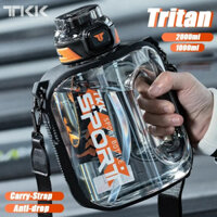 Bình Nước 1 Lít 2 Lít Bình Nước Thể Thao Bình Nước Tập Gym Có Ống Hút Dây Đeo Tay Cầm Tritan BPAFree