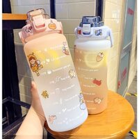 Bình nước 2 lít chia vạch nhắc nhở uống nước tiện lợi, thời trang