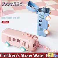 Bình Nước 2KSR525, Xe Buýt Dễ Thương Hình Xe Ô Tô Trẻ Em Ống Hút Cốc Nước, Quà Tặng Nhỏ Đầu Máy Nhựa Có Ống Hút Thể Thao Cốc Nước Mùa Hè