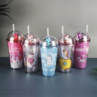 Bình Nước 500ML Kèm Ống Hút Kiểu Dáng Dễ Thương