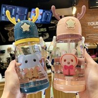 Bình Nước 600ml Tuần Lộc Sừng Hươu Có Dây Đeo dễ thương