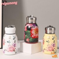 Bình nước bằng thép không gỉ RENUNONG, Bình nước giữ nhiệt cách nhiệt mỏng cầm tay màu trơn, Bình nước lạnh tròn bền chống rò rỉ Đi bộ đường dài ngoài trời