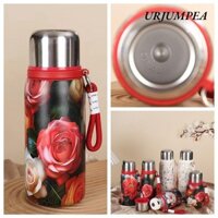 Bình nước bằng thép không gỉ URJUMPEA, Bình nước giữ nhiệt cách nhiệt mỏng bền màu trơn, Quà tặng sáng tạo Chai nước nóng lạnh cầm tay tròn chống rò rỉ Đi bộ đường dài ngoài trời