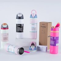 Bình nước bằng thép không gỉ cách nhiệt Owala FreeZip có ống hút, Bình nước thể thao không chứa BPA, Tuyệt vời cho du lịch, 24Oz, Nhút nhát