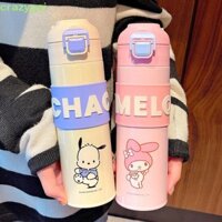 Bình nước cách nhiệt CRAZYGAI Sanrio, Cốc giữ nhiệt Cinnamoroll hoạt hình bằng thép không gỉ, Cốc hút chân không Hello Kitty Melody Kouromi 500ml