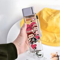 Bình nước cắm trại đơn giản giá trị cao LABUBU thiết kế hình vuông unisex cho sinh viên chống rò rỉ tay cầm di động nhẹ dung tích lớn AANW