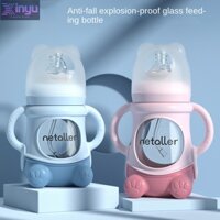 Bình Nước Cho Bé Thủy Tinh Silicon Chống Sốc Bình & Cốc Nước Cho Bé