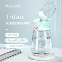 Bình nước Chuchen Tritan mùa hè, bình nước thể thao bằng nhựa cho trẻ em, bình nước có ống hút cho học sinh