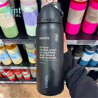 Bình Nước Có Ống Hút 32oz 24oz Owala FreeZip Cách Nhiệt Thép Không Gỉ Tím Đen Bình Nước Hyper Flamingo