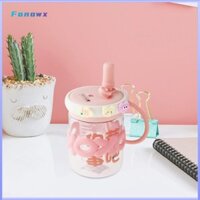 Bình nước dễ thương Fonowx có ống hút và miếng dán cho bé gái