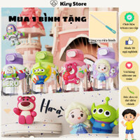 Bình nước Elsa Disney cho bé Kiry Store bình đựng nước mẫu giáo tiểu học hình nhân vật nổi tiếng có ống hút và dây đeo