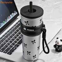 Bình Nước FLASHPULSE, Cốc Giữ Nhiệt Gấu Trúc Dễ Thương 700ml, Thép Không Gỉ Có Thể Tái Sử Dụng Có Ống Hút Sáng Tạo Ice Bar Cốc Nữ
