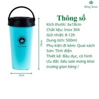 Bình nước giữ nhiệt 2 trong 1 500ml Inox 304 chống gỉ, lớp sơn tĩnh điện, đế cao su giữ nhiệt 12h bảo hành 6 tháng