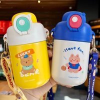 Bình Nước Giữ Nhiệt 360ml Bằng Thép Không Gỉ 316 In Họa Tiết Hoạt Hình Dễ Thương Cho Bé