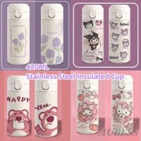 Bình Nước Giữ Nhiệt 420ml sanrio Bằng Thép Không Gỉ Họa Tiết Hello Kitty Dễ Thương Cho Học Sinh