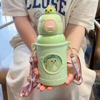 Bình nước giữ nhiệt 500ml, inox 316 có túi đựng, dây đeo chéo, họa tiết cực dễ thương